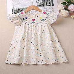 Kids Girls' Dress Polka Dot Short Sleeve Party Outdoor Casual Fashion Daily Casual Polyester Summer Spring Fall 2-13 Years Colorful dots Lightinthebox