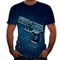 Men's T shirt 3D Print 3D Rivet Mesh Short Sleeve Casual Tops Sportswear Sports Red Navy Blue Rainbow miniinthebox - thumbnail