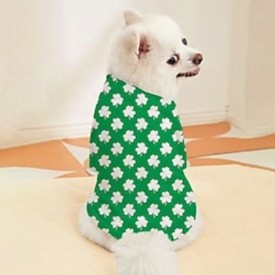 St. Patrick's Day Dog Shirt  T-Shirt Four Leaf Clover Fashion Casual Outdoor Vacation Dog Clothes Puppy Clothes Dog Outfits Breathable White Green Costume for Girl and Boy Dog Lightinthebox