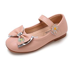 Girls' Flats Comfort Mary Jane Flower Girl Shoes PU Mary Jane Little Kids(4-7ys) Big Kids(7years ) Daily Home Walking Shoes Rhinestone Bowknot Flower Pink White Summer / Rubber miniinthebox