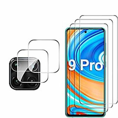 gesma for xiaomi redmi note 9 pro/note 9s/note 9 pro max screen protector  camera lens protector, [3 screen protectors2 camera protectors]9h tempered glass for xiaomi redmi note 9 pro/note 9s(clear) miniinthebox