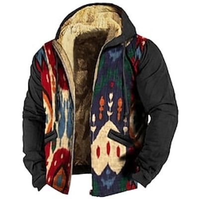 Graphic Prints Floral Print Cool Daily Classic Men's 3D Print Zip Hoodie Hoodie Jacket Fleece Jacket Holiday Vacation Going out Hoodies Purple Green Army Green Hooded Fleece Winter Designer Lightinthebox