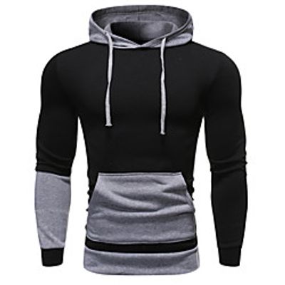 Men's Hoodie Color Block Hooded Basic Hoodies Sweatshirts  Blue Orange Light gray miniinthebox