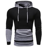 Men's Hoodie Color Block Hooded Basic Hoodies Sweatshirts  Blue Orange Light gray miniinthebox - thumbnail