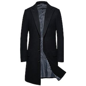 Men's Winter Coat Wool Coat Street Business Fall Winter Polyester Thermal Warm Breathable Outerwear Clothing Apparel Casual Solid Color Pocket Turndown Single Breasted miniinthebox