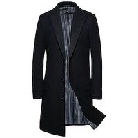 Men's Winter Coat Wool Coat Street Business Fall Winter Polyester Thermal Warm Breathable Outerwear Clothing Apparel Casual Solid Color Pocket Turndown Single Breasted miniinthebox - thumbnail