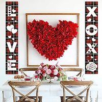 Valentine's Day Door Couplets Door Decorations Porch Banner Heart Sign Hanging Decorations Banner for Holiday Parade Indoor Outdoor Decorations miniinthebox