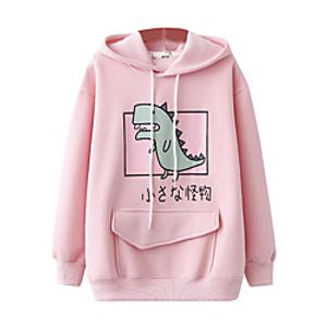 Women's Hoodie Sweatshirt Cartoon Dinosaur Patchwork Daily Sports Active Streetwear Hoodies Sweatshirts  Blue Blushing Pink Green Lightinthebox