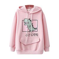 Women's Hoodie Sweatshirt Cartoon Dinosaur Patchwork Daily Sports Active Streetwear Hoodies Sweatshirts  Blue Blushing Pink Green Lightinthebox - thumbnail