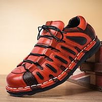 Men's Women Oxfords Casual Shoes Retro Handmade Shoes Hiking Walking Vintage Casual Outdoor Daily Leather Warm Height Increasing Comfortable Booties  Ankle Boots Lace-up Black Red Brown Winter Lightinthebox - thumbnail