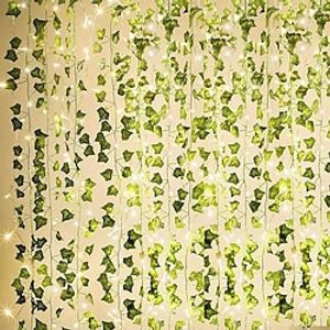 12Pack Artificial Ivy Garland Fake Plants 25.6m 84Ft Vine Hanging Garland with 120LED String Light Hanging for Home Kitchen Garden Office Wedding Wall Decor Lightinthebox