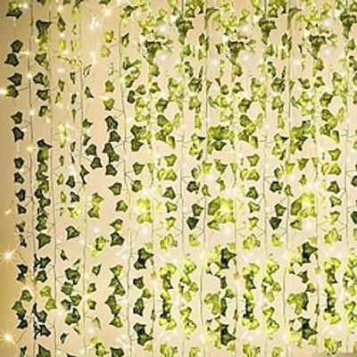 12Pack Artificial Ivy Garland Fake Plants 25.6m 84Ft Vine Hanging Garland with 120LED String Light Hanging for Home Kitchen Garden Office Wedding Wall Decor Lightinthebox