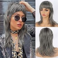 Grey Mullet Wigs Pixie Cut Wigs with Bangs for Black Women WolfCut Wig Straight Short Wigs Synthetic Layered Wavy Wigs with Bangs Glueless 80s 90s Mullet Wig for Black Women Lightinthebox - thumbnail