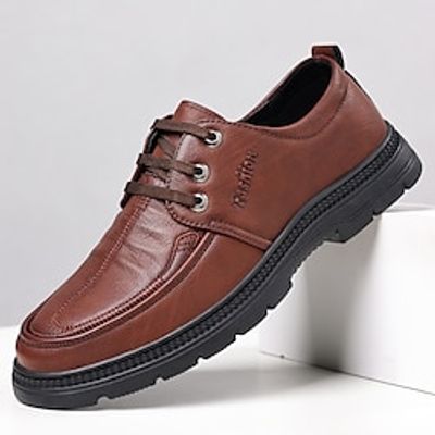 Men's Oxfords Casual Shoes Formal Shoes Dress Shoes Walking Business Casual Daily Party  Evening PU Height Increasing Lace-up Black Brown Spring Fall Lightinthebox