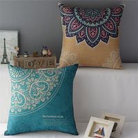 Cotton Linen Flower Pattern Pillow Case