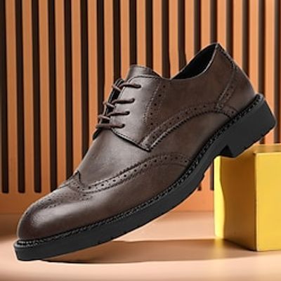 Men's Oxfords Derby Shoes Brogue Walking Casual Daily Leather Comfortable Booties / Ankle Boots Loafer Black Brown Grey Spring Fall miniinthebox
