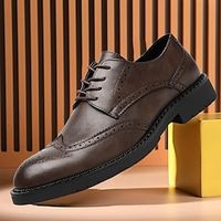 Men's Oxfords Derby Shoes Brogue Walking Casual Daily Leather Comfortable Booties / Ankle Boots Loafer Black Brown Grey Spring Fall miniinthebox - thumbnail