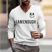Letter Casual Men's Knitting Print Pullover Sweater Jumper Knitwear Outdoor Daily Vacation Long Sleeve V Neck Sweaters White Gray Fall Winter S M L Sweaters Lightinthebox - thumbnail