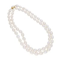 Sri Jagdamba Pearls Naomi 2 Lines Oval Pearl Set - JPJUN-20-181