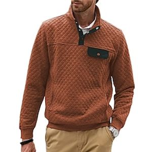 Men's Sweatshirt Blue Orange Gray Standing Collar Plain Front Pocket Sports  Outdoor Daily Holiday Streetwear Basic Casual Fall  Winter Clothing Apparel Hoodies Sweatshirts  Lightinthebox