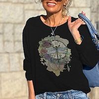 Women's Sweatshirt Pullover Active Streetwear Print Black Blue Khaki Animal Floral Daily Round Neck Long Sleeve S M L XL XXL Lightinthebox - thumbnail