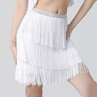 Latin Dance Skirts Tassel Pure Color Splicing Women's Performance Training Milk Fiber Lightinthebox - thumbnail