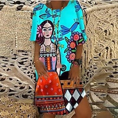 Women's Shift Dress Short Mini Dress Blue Rainbow Red Light Blue Short Sleeve Abstract Print Spring Summer Round Neck Personalized Casual Vintage 2022 S M L miniinthebox Women's Shift Dress Short Mini Dress Blue Rainbow Red Light Blue Short Sleeve Abstract Print Spring Summer Round Neck Personalized Casual Vintage 2022 S M L miniinthebox