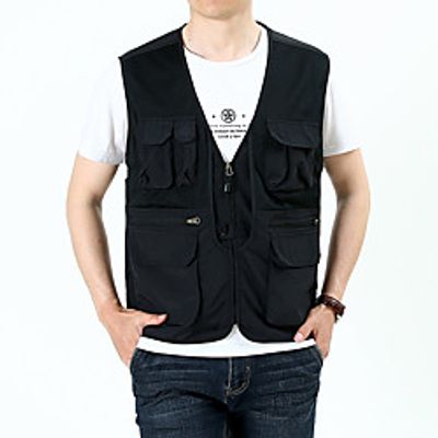 Men's Hunting Gilet Outdoor Breathable Fast Dry Wearable Comfortable Spring Summer Solid Colored Nylon Polyester Black Army Green Khaki Lightinthebox
