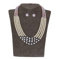 Sri Jagdamba Pearls Abarna 4 Lines Button Pearl Necklace Set - JPAU-21-299