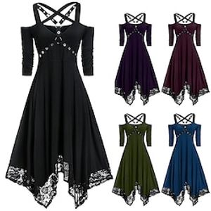 Goth Girl Retro Vintage Punk  Gothic Flare Dress Women's Costume Vintage Cosplay Party / Evening Dress Masquerade miniinthebox