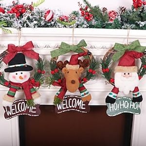 Christmas Decoration Christmas Wreath Christmas Doll Rattan Circle Pendant Store Door Hanging Christmas Decoration Site Layout Lightinthebox