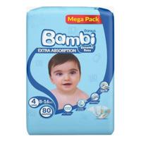 Sanita Bambi Baby Diapers Mega Pack Size 4, Large, 8-16 KG, 80 Count