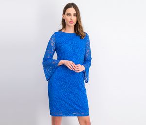 Womens Lace Bell-Sleeve Dress  Stormy Sea