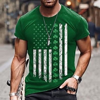 Graphic Shamrock Fashion Designer Basic Men's 3D Print T shirt Tee Short Sleeve Shirt Tee Top Street Vacation Going out St. Patrick T shirt Black Green Short Sleeve Crew Neck Shirt Summer Clothing Lightinthebox