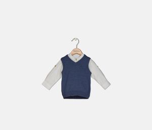 Little Boys 2-Pieces Vest & Shirt Set  Navy/White