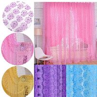 1 Panel 100*210cm Flower Printed Floral Voile Tulle Window Curtain Sheer Window Screen