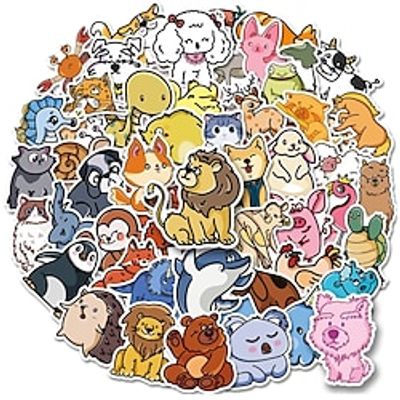 100 PCS Animal Stickers for Student Notebook Gifts Waterproof Self-adhesive Cartoon for Women Men Girls Lightinthebox