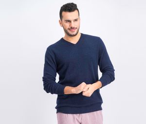 Mens Cashmere Knit Sweater  Navy Heather