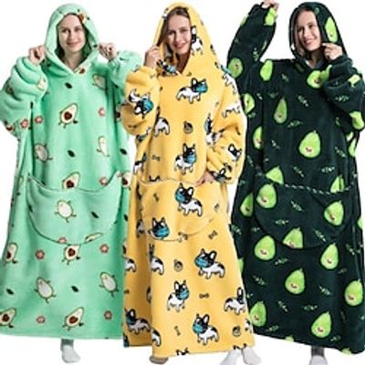 Ovesized Wearable Blanket Hoodie, Long Sherpa Fleece Blanket Sweatshirt, with Warm Big Hood for Women Men Flannel Sherpa Soft Warm Cozy Blanket Jacket Sweater Gift for Adult Teens One Size Fits All miniinthebox