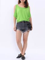 Brief Solid Color Loose Bats Sleeve Women Casual Blouses