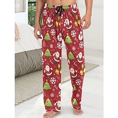 Men's Christmas Pajamas Flannel Pajama Pants Lounge Pants 1 pcs Graphic Prints Stylish Casual Comfort Home Christmas Daily Cotton Blend Comfort Soft Pant Drawstring Elastic Waist Spring Fall Light Lightinthebox