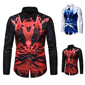 Men's Shirt Ink Painting Long Sleeve Casual Tops Lightweight Nostalgic White Black Lightinthebox