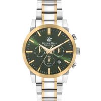 Beverly Hills Polo Club Men's JP25 Movement Watch, Multi Function Display and Metal Strap - BP3408X.370, Silver / Gold