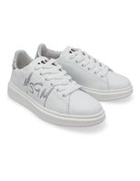 Spray Effect Leather Sneakers - White - thumbnail