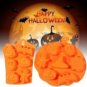 Halloween Holiday Pumpkin Cake Mold 6-7 Cavities Pumpkin Ghost Bat Shape Chocolate Molds DIY Cake Decorating Tools miniinthebox