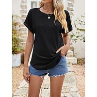 T shirt Tee Women's Black White Pink Plain Cut Out Street Daily Fashion Round Neck Regular Fit S Lightinthebox