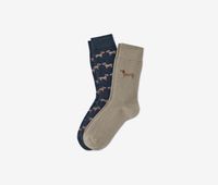 Mens 2 Pairs of Socks  Navy/Olive - thumbnail
