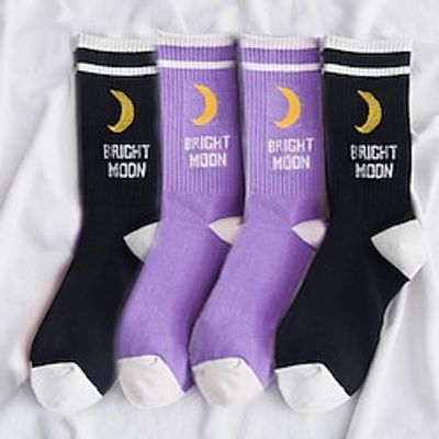 4 Pairs Women's Crew Socks Daily Holiday Retro Cotton Sporty Casual Casual  Daily Socks Lightinthebox