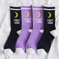 4 Pairs Women's Crew Socks Daily Holiday Retro Cotton Sporty Casual Casual  Daily Socks Lightinthebox - thumbnail