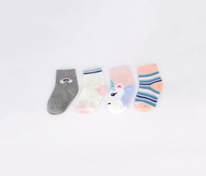 Toddlers Girls 4 Pairs Sock  Grey/Pink Combo